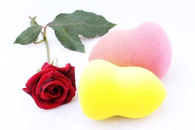 pink and yellow makeup sponges